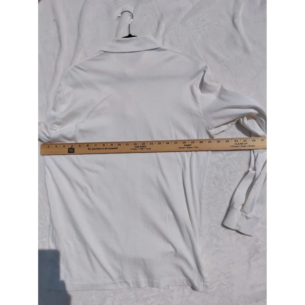 Polo Golf Ralph Lauren Mens Pure Cotton White Pullover Polo Shirt L Long Sleeve